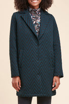 Manteau Farda Bleu Pétrole Et Noir