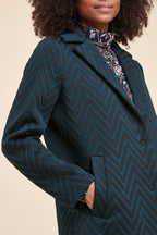 Manteau Farda Bleu Pétrole Et Noir