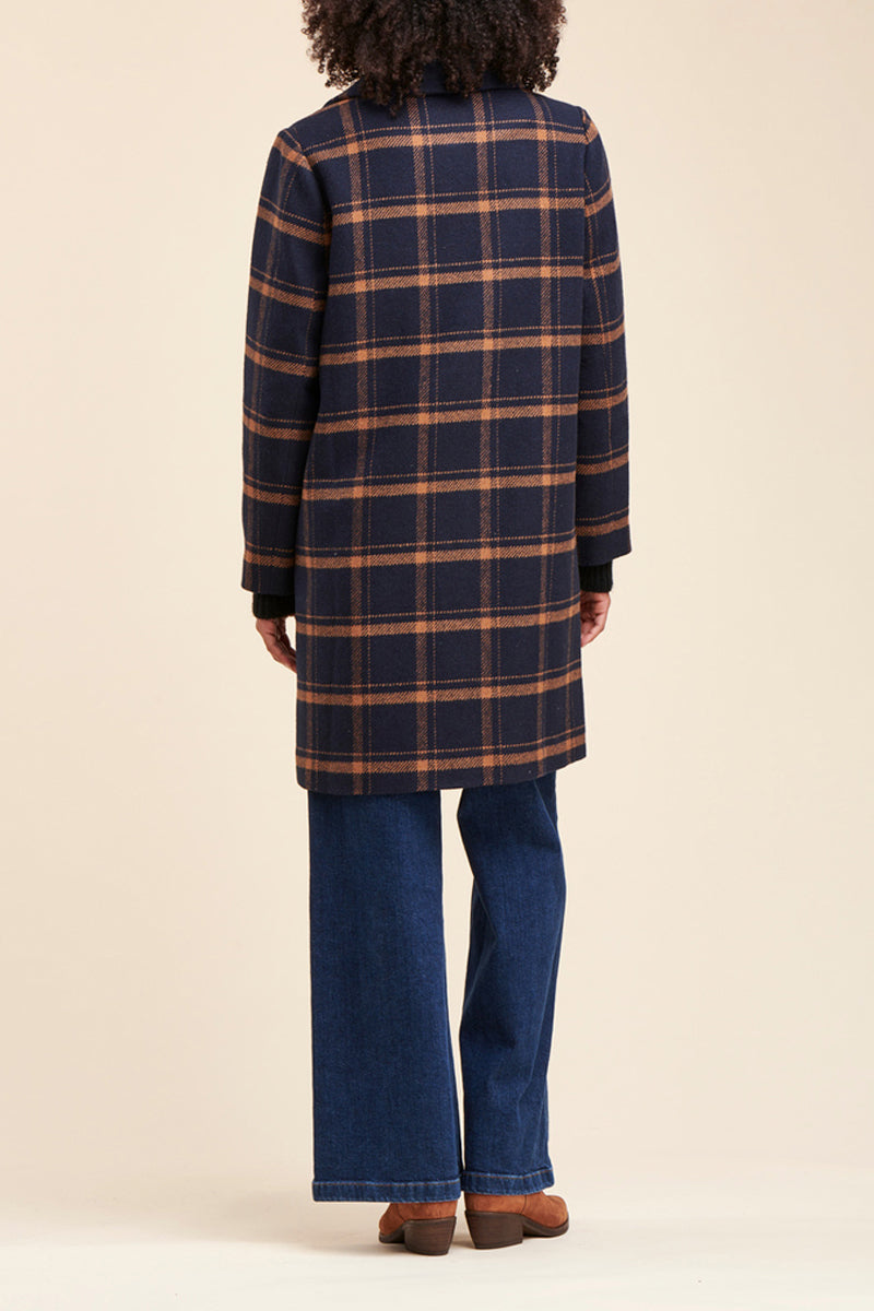 Manteau Rabita Bleu Marine Et Marron
