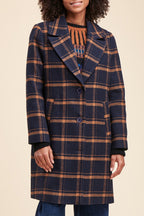 Manteau Rabita Bleu Marine Et Marron