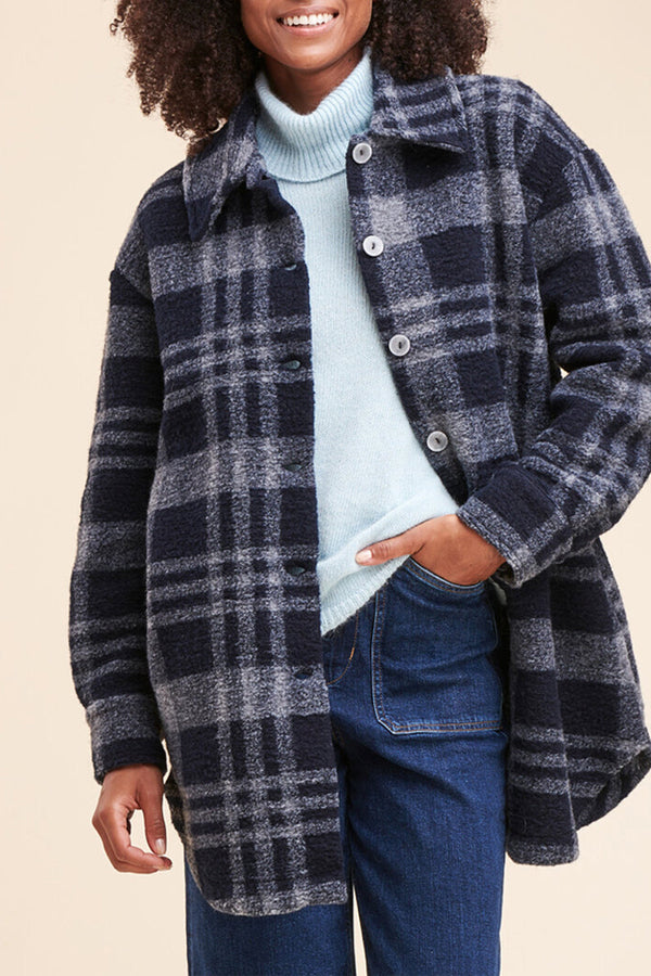 Manteau Rafalo Bleu Nuit Et Gris Foncé Chiné