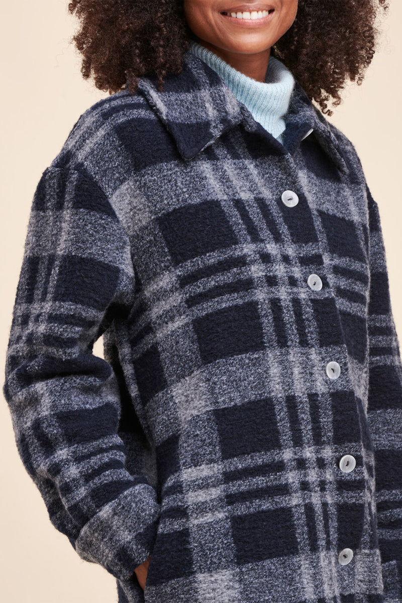 Manteau Rafalo Bleu Nuit Et Gris Foncé Chiné