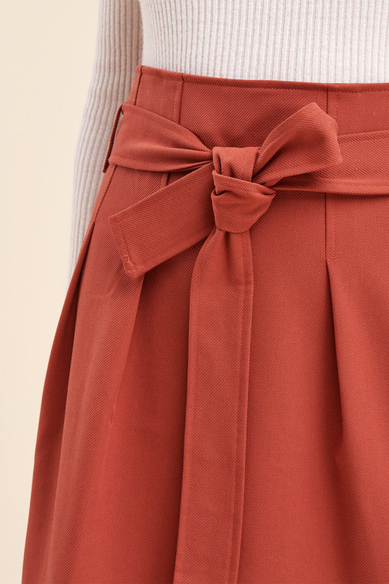 Jupe Droite Taille Haute Resine Rouge Brique
