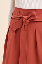 Jupe Droite Taille Haute Resine Rouge Brique