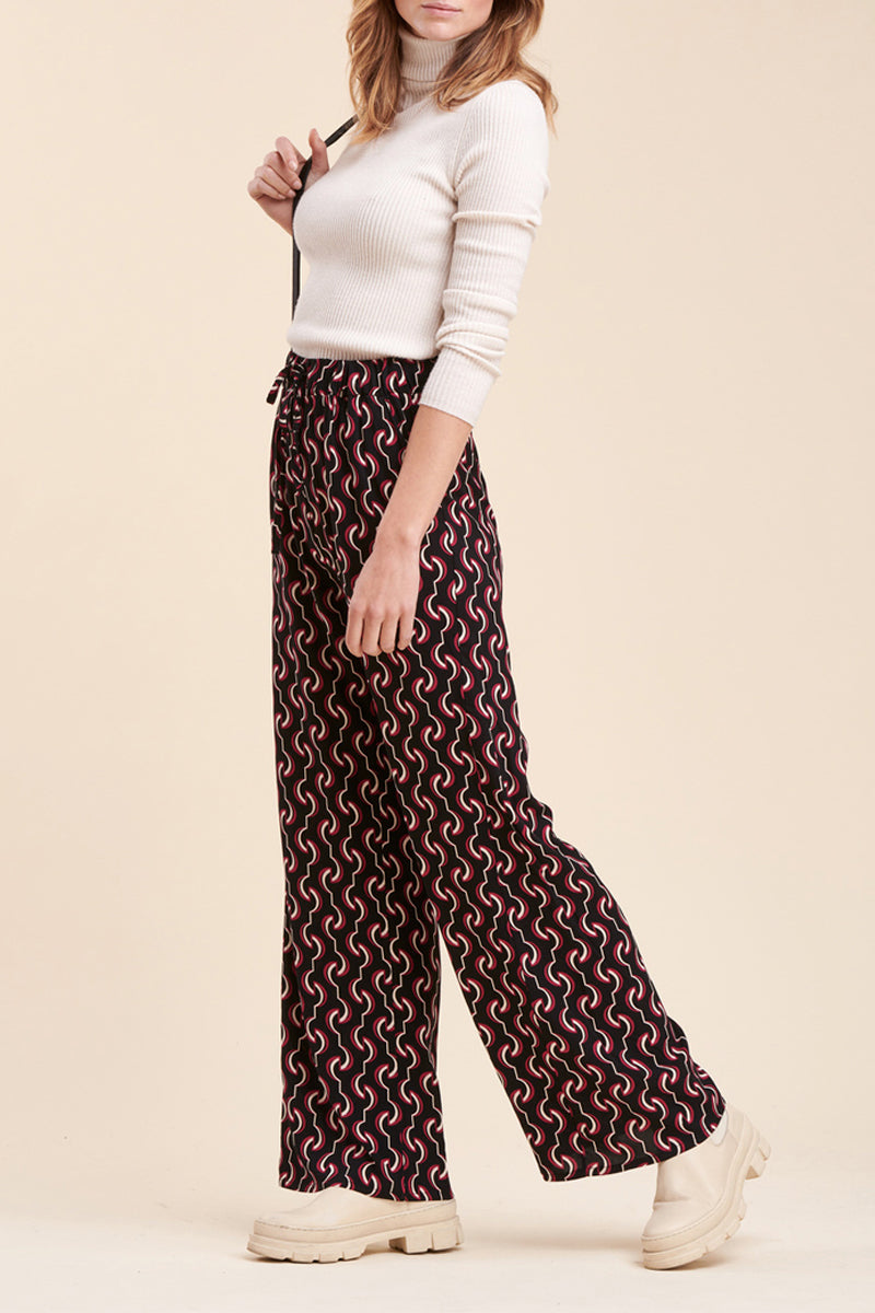 Pantalon Palazzo Taille Haute Bacchia - Noir
