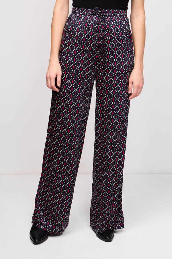 Pantalon Wide Legs Bacchia Bleu Et Rouge