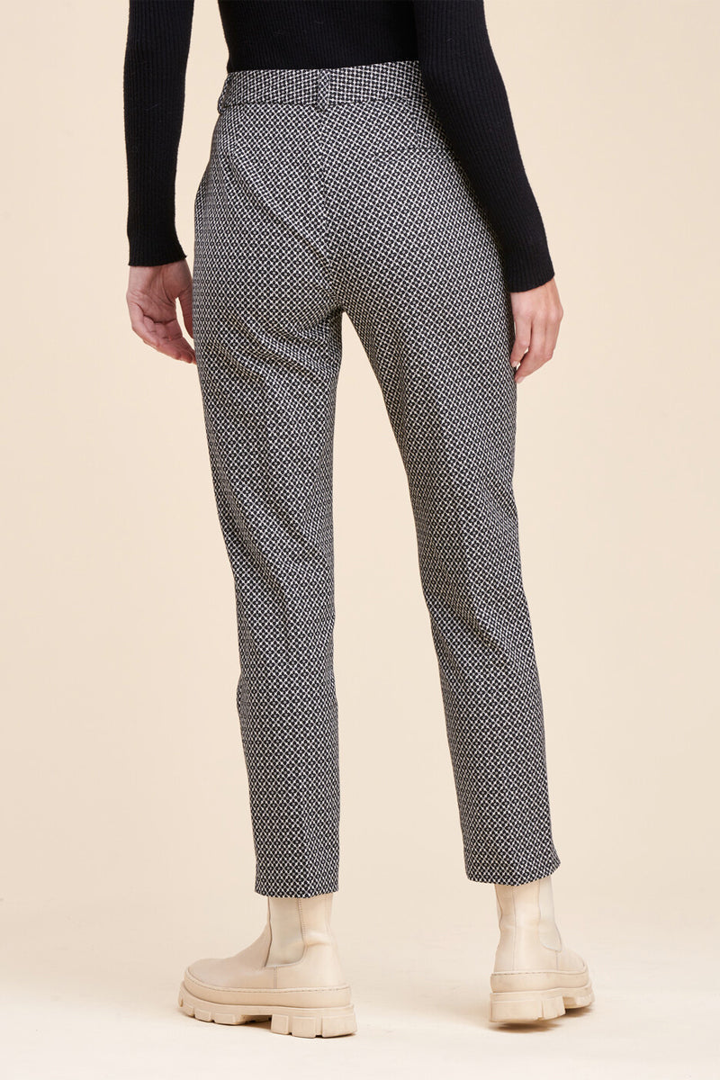 Chino Taille Haute Billy Noir Et Écru