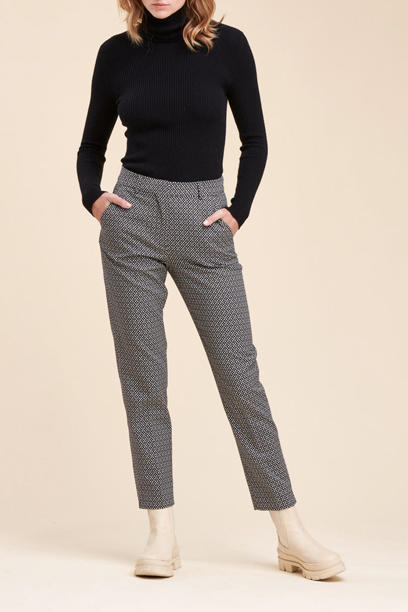 Chino Taille Haute Billy Noir Et Écru