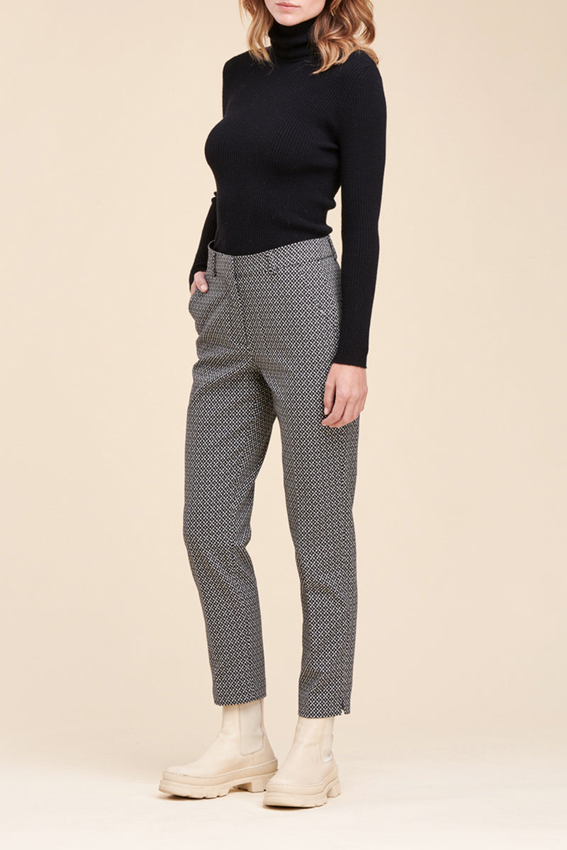 Chino Taille Haute Billy Noir Et Écru