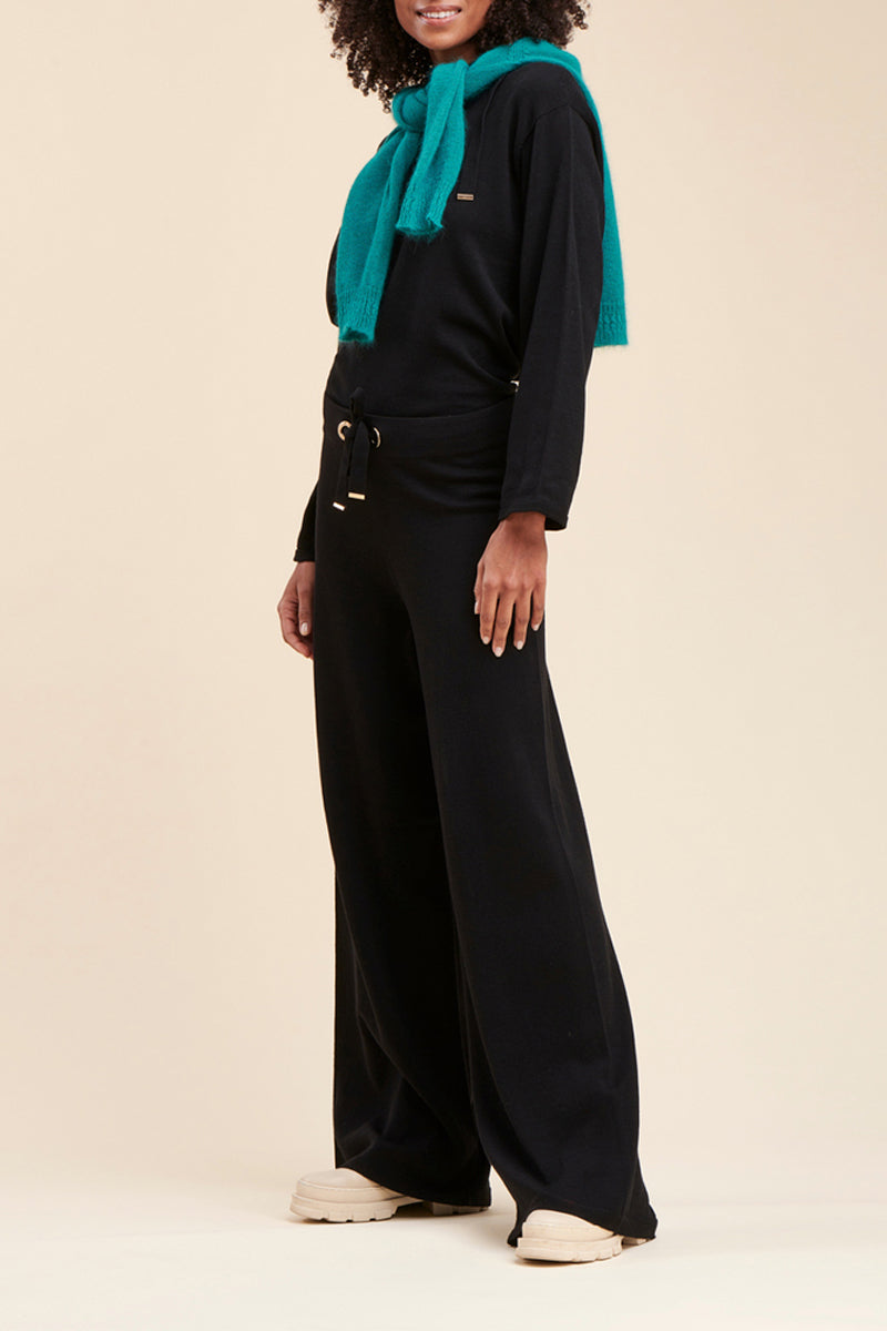 Pantalon Palazzo Taille Haute Radial - Noir