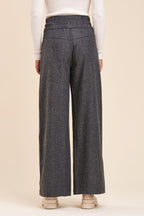 Pantalon Wide Legs Taille Haute Rostand Anthracite Chiné