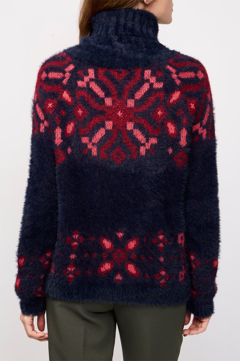 Pull Rizou Bleu Marine Et Rose