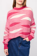 Pull Ruse Rose Et Blanc