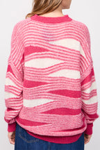 Pull Ruse Rose Et Blanc