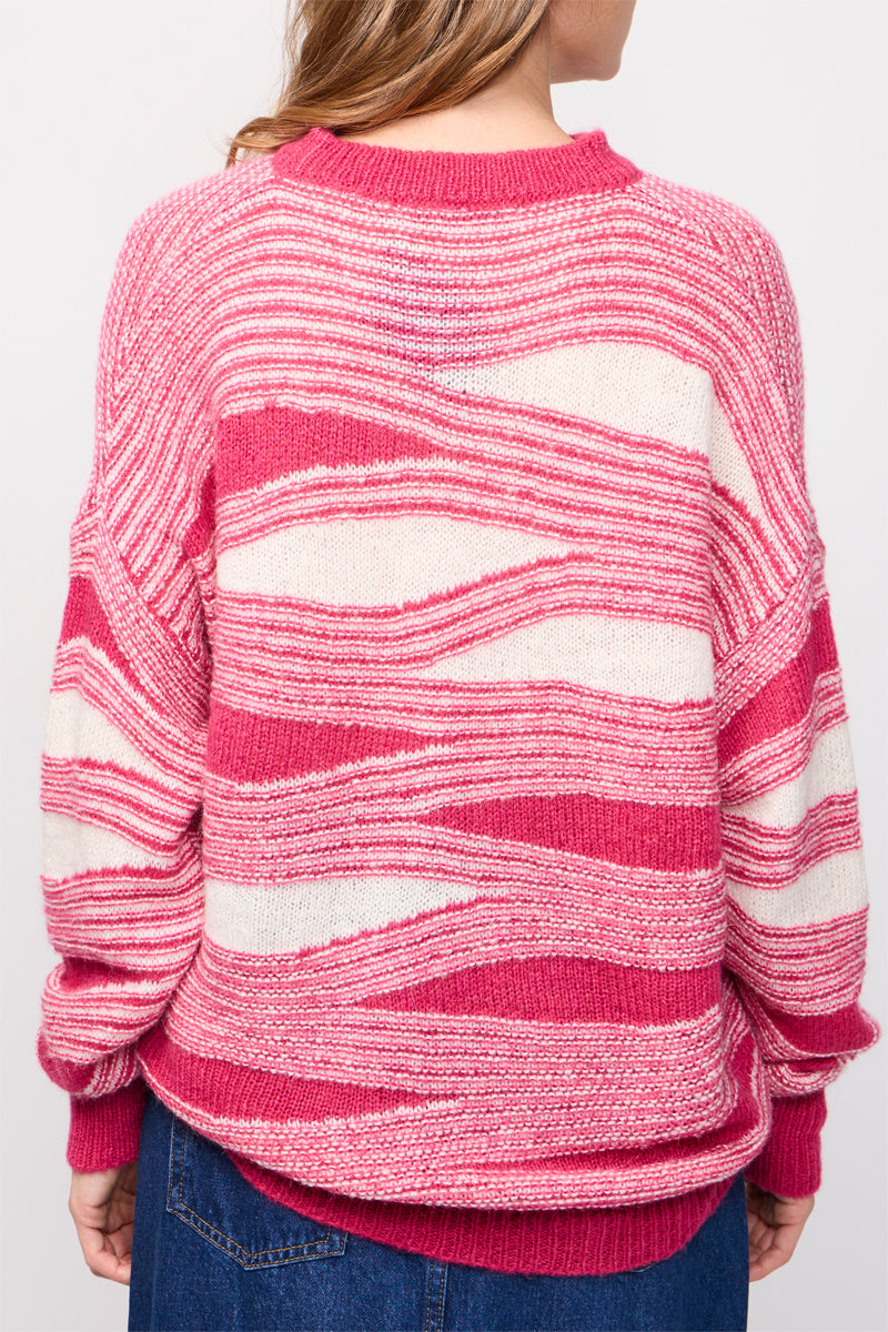 Pull Ruse Rose Et Blanc