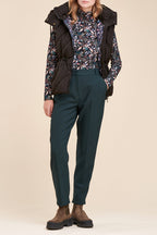 Pantalon Carotte 7/8 Taille Haute Billy - Vert Foncé