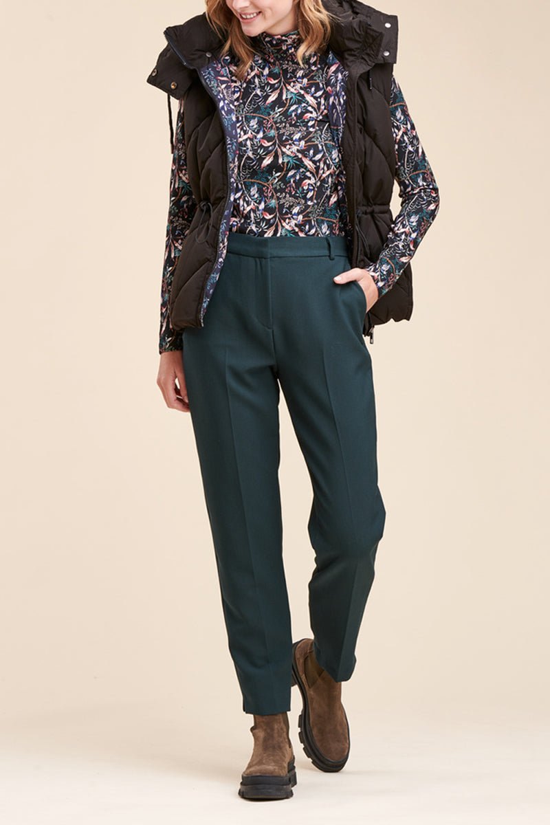 Pantalon Carotte 7/8 Taille Haute Billy - Vert Foncé