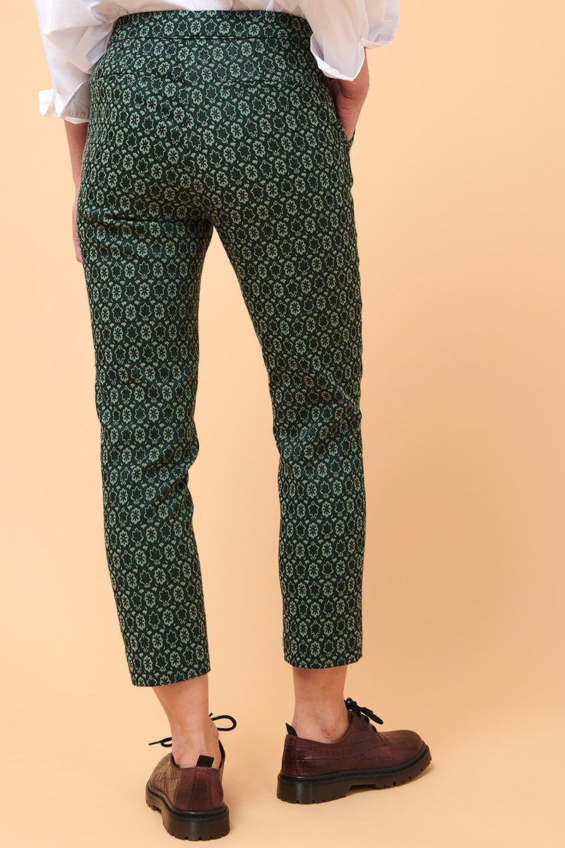 Pantalon Cigarette 7/8 Taille Haute Billy - Vert Foncé