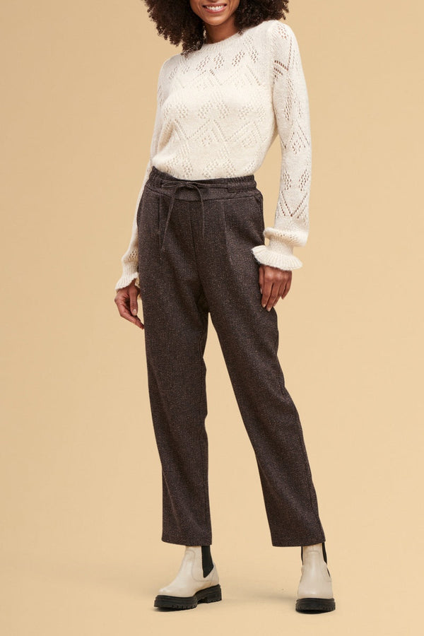 Pantalon Bootcut Taille Haute Cascade - Marron Foncé Chiné