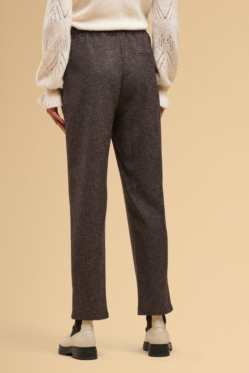 Pantalon Bootcut Taille Haute Cascade - Marron Foncé Chiné