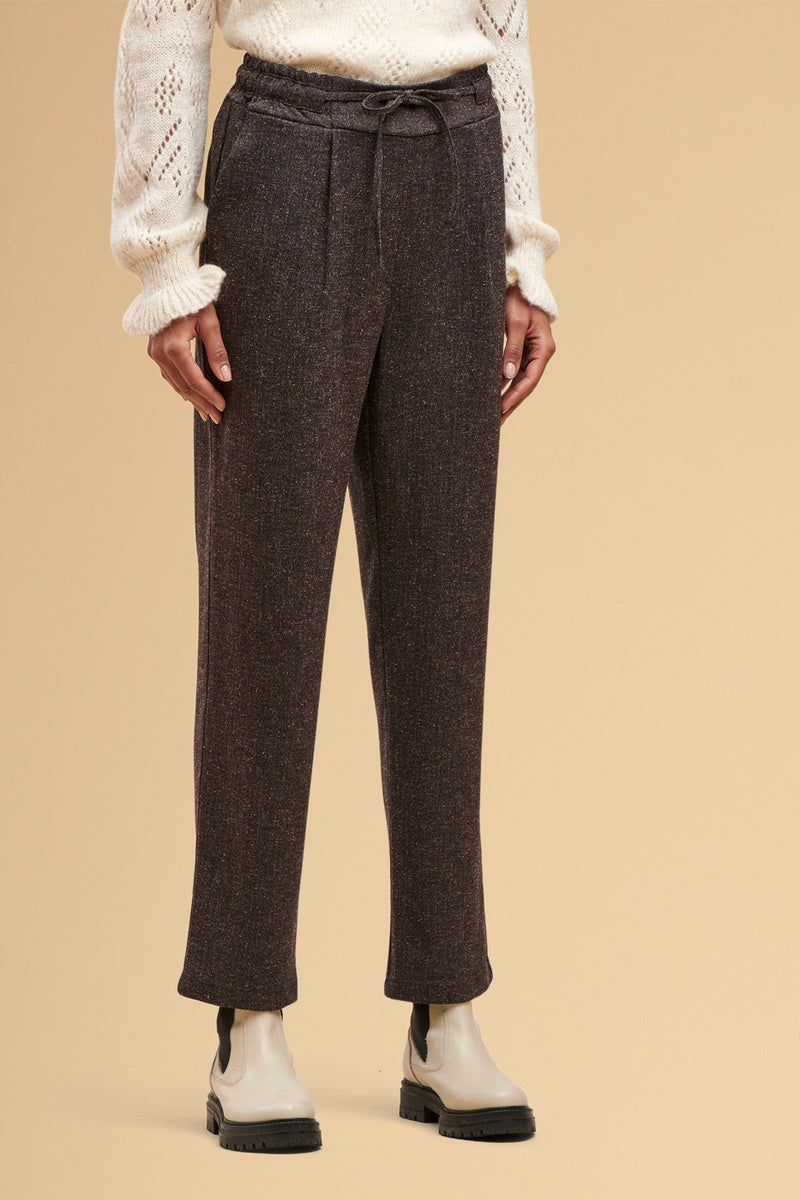 Pantalon Bootcut Taille Haute Cascade - Marron Foncé Chiné