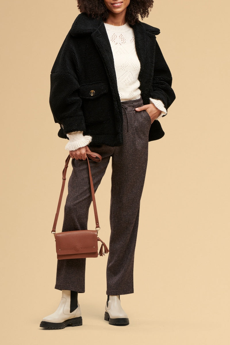 Pantalon Bootcut Taille Haute Cascade - Marron Foncé Chiné