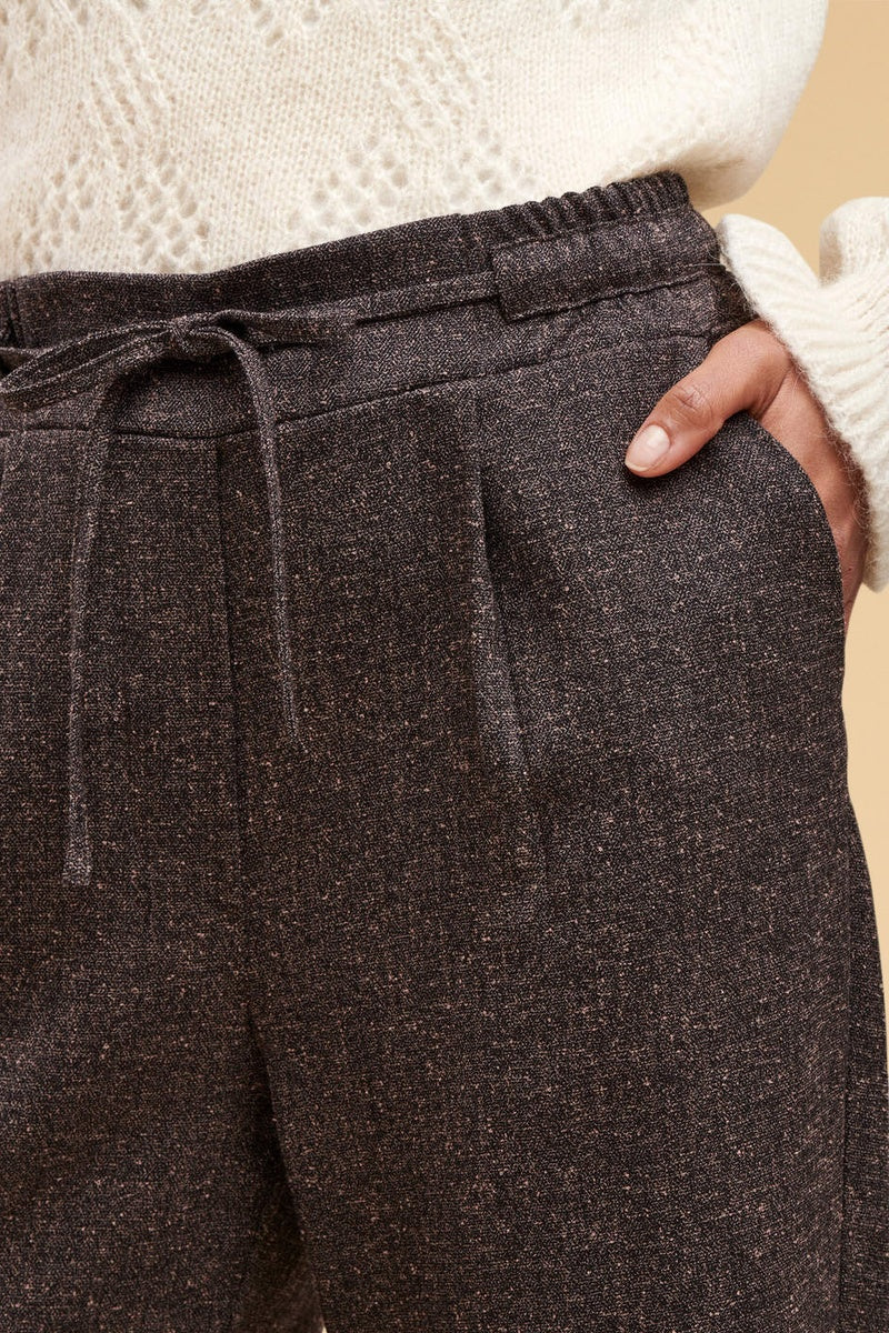 Pantalon Bootcut Taille Haute Cascade - Marron Foncé Chiné