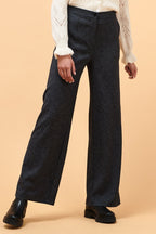 Pantalon Flare Taille Haute Celeri Gris Foncé Chiné