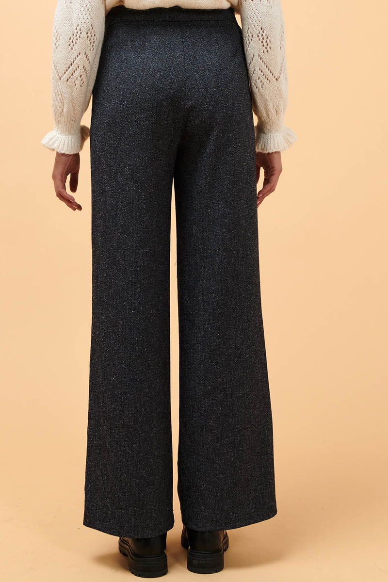 Pantalon Flare Taille Haute Celeri Gris Foncé Chiné