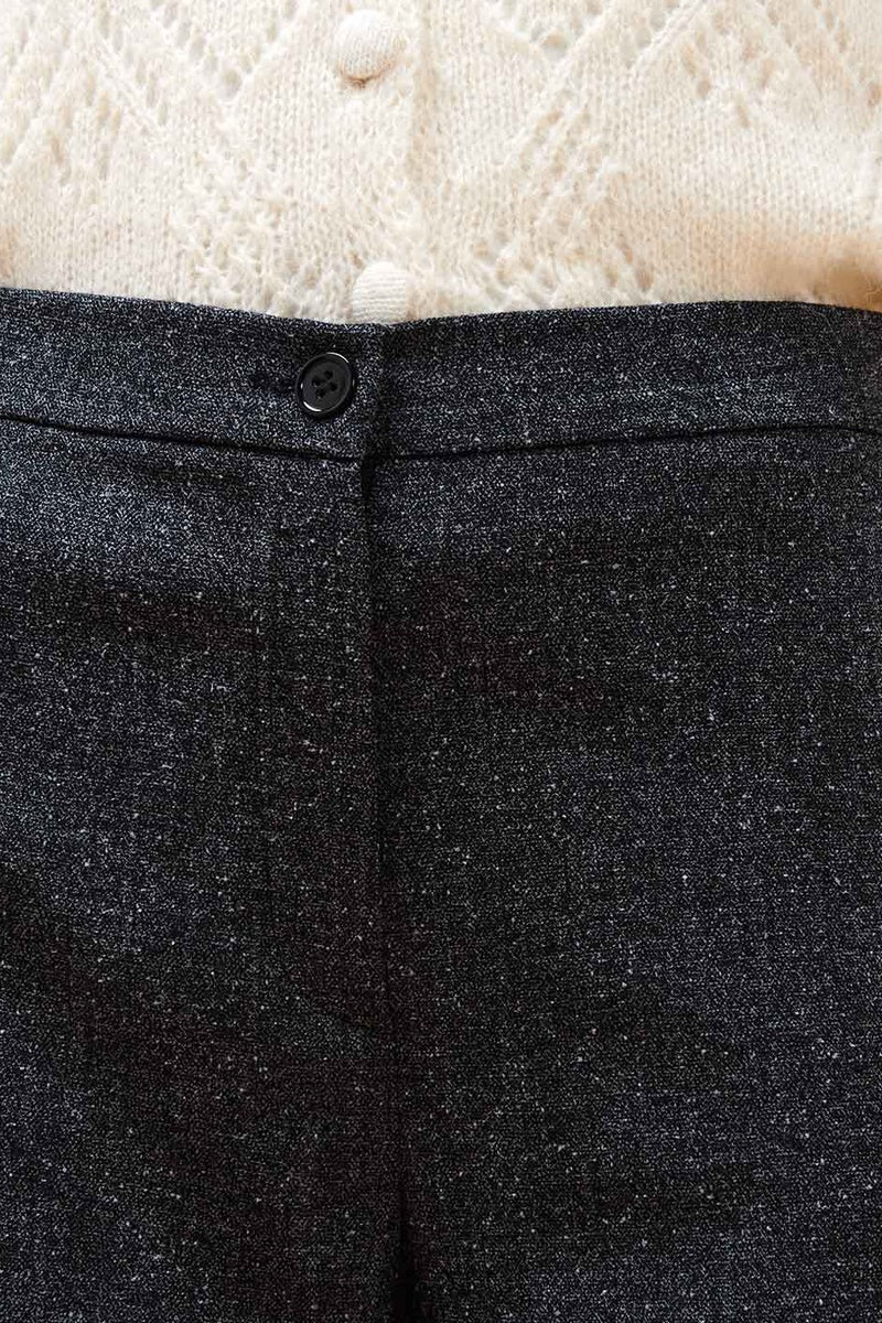 Pantalon Flare Taille Haute Celeri Gris Foncé Chiné