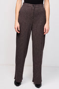Pantalon Flare Taille Haute Celeri Marron Chiné
