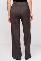 Pantalon Flare Taille Haute Celeri Marron Chiné