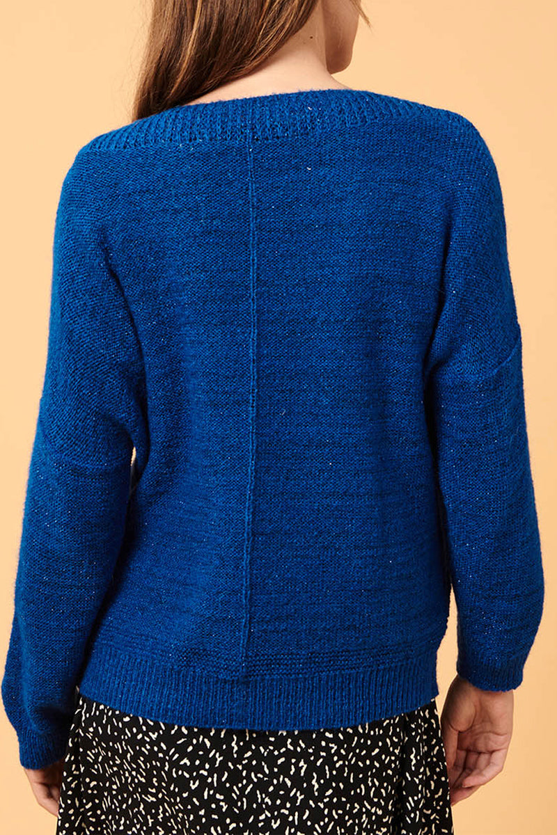 Pull Cluny Bleu Pétrole Chiné