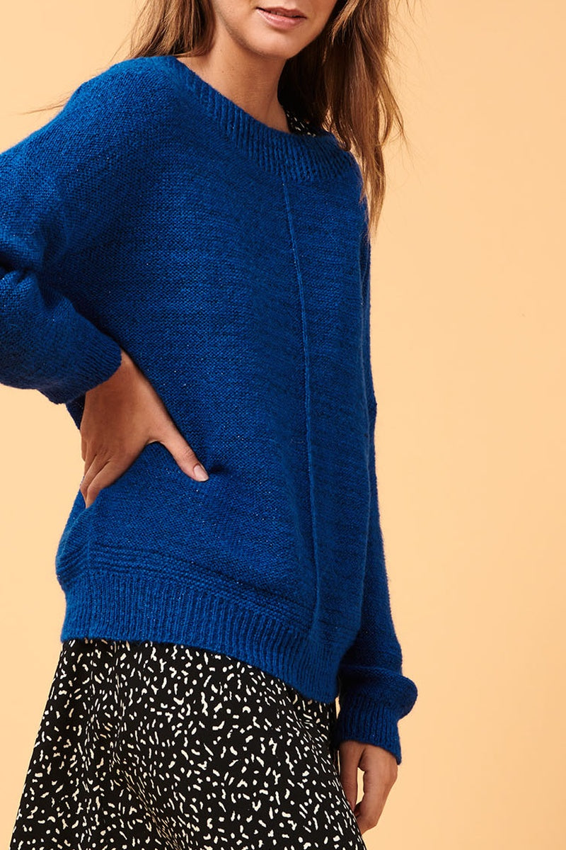 Pull Cluny Bleu Pétrole Chiné