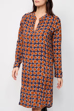 Robe Droite Payant Bleu Foncé Et Camel