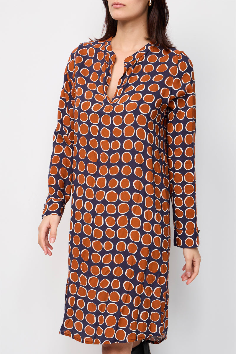 Robe Droite Payant Bleu Foncé Et Camel
