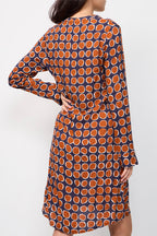 Robe Droite Payant Bleu Foncé Et Camel