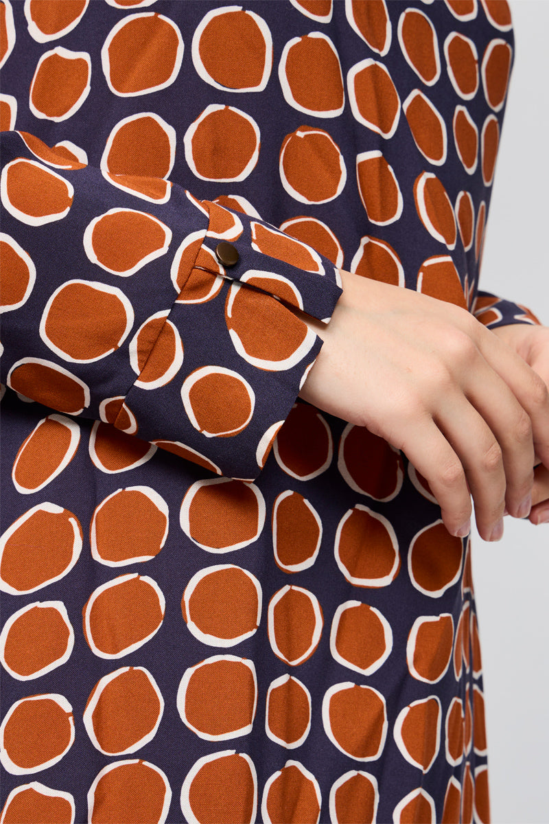 Robe Droite Payant Bleu Foncé Et Camel