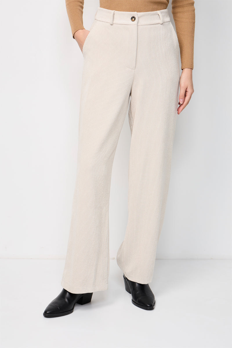Pantalon Flare En Velours Côtelée Blandin Ecru
