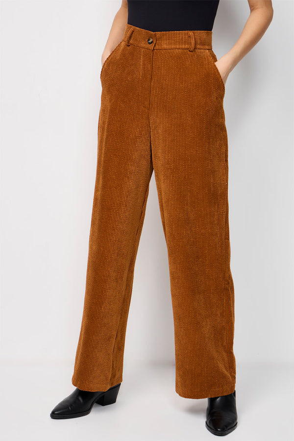 Pantalon Flare En Velours Côtelée Fadma Café