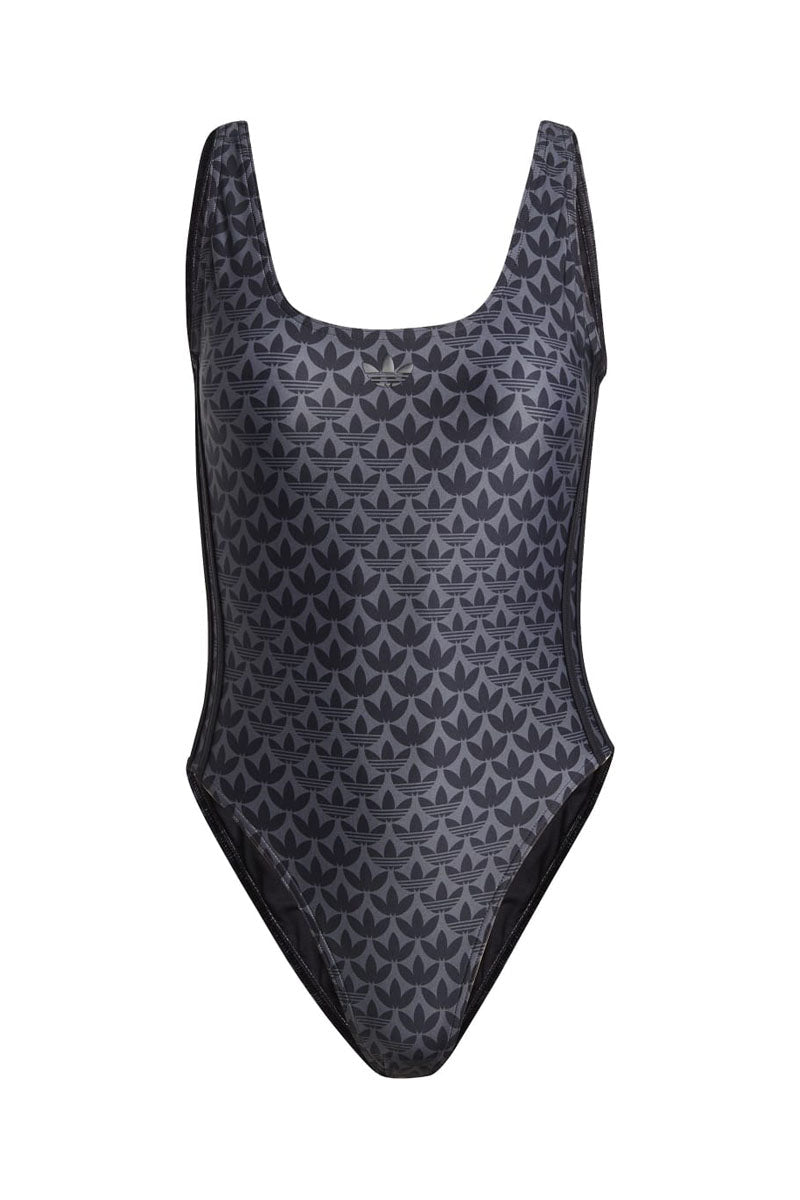 Maillot 1 Pièce Originals Monogram 3-Stripes - Gris Foncé Et Noir - Femme