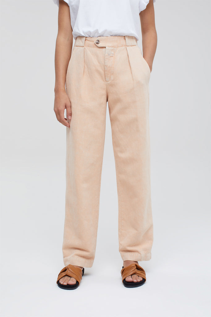 Closed - Pantalon Relaxed En Lin En Coton Biologique - Beige - Femme