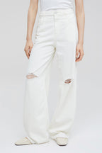 Closed - Jean Loose En Coton Biologique - Blanc - Femme