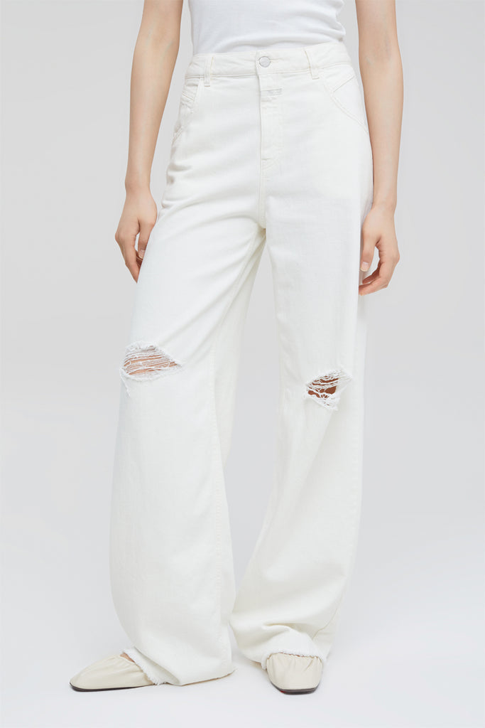 Closed - Jean Loose En Coton Biologique - Blanc - Femme