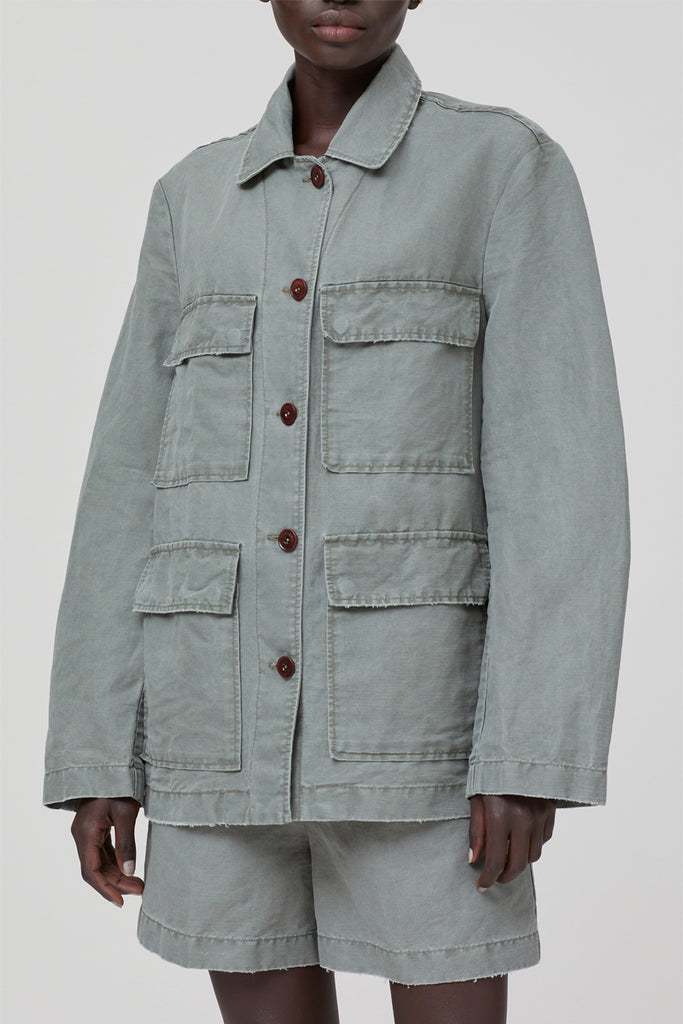 Closed - Veste Regular En Lin - Gris - Femme