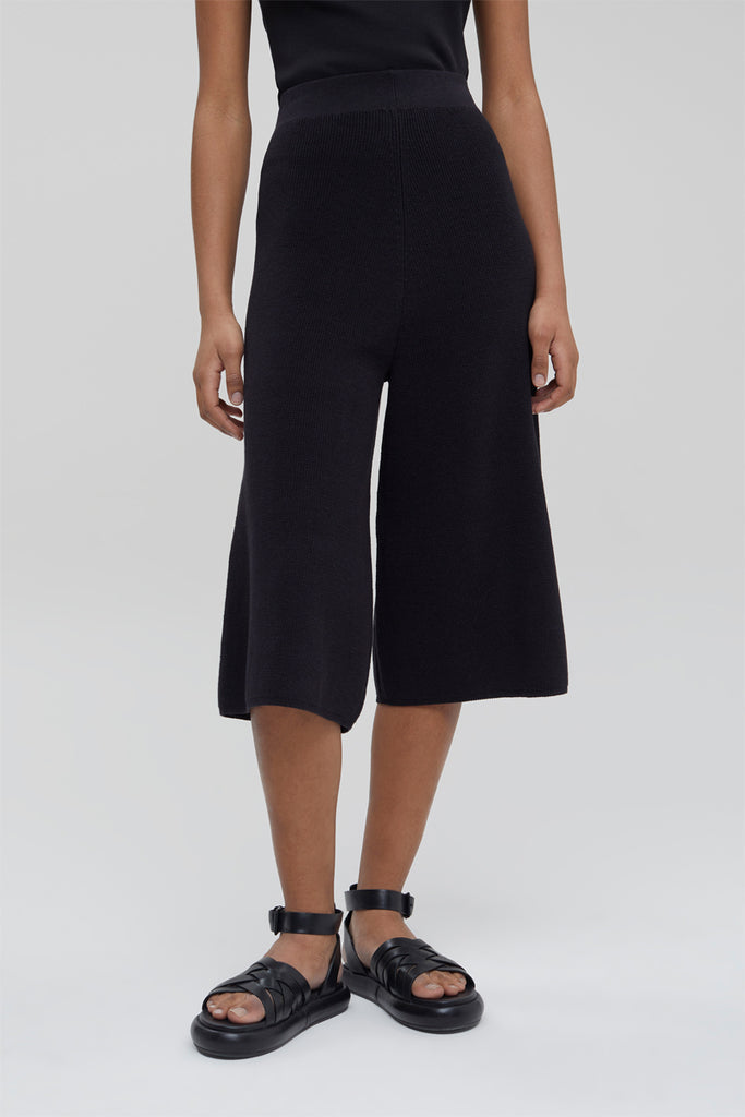 Closed - Jupe-Culotte En Lin Et Coton Biologique Taille Haute - Noir - Femme