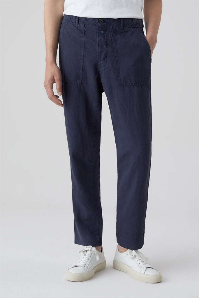 Closed - Pantalon Regular En Lin Bleu - Homme