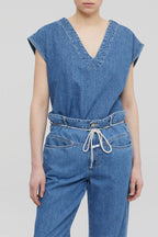 Closed - Top En Jean En Coton Biologique - Bleu - Femme