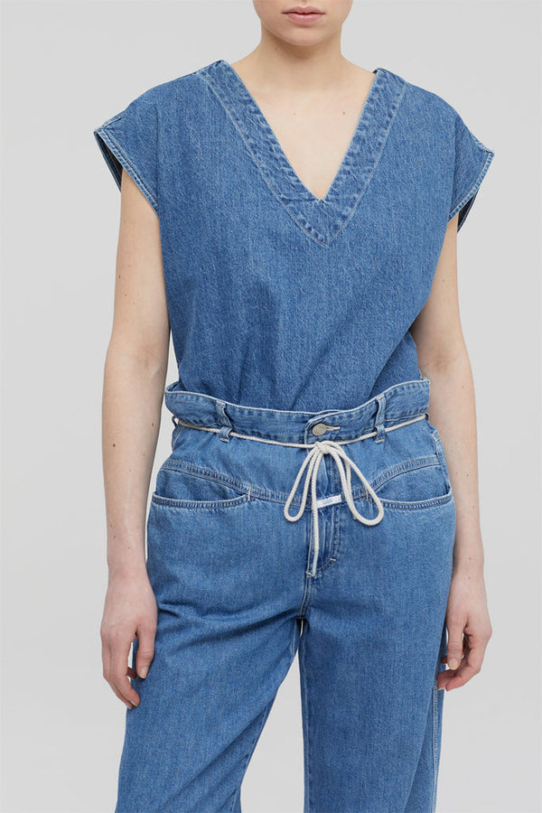 Closed - Top En Jean En Coton Biologique - Bleu - Femme