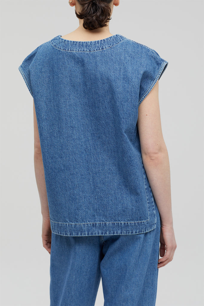 Closed - Top En Jean En Coton Biologique - Bleu - Femme